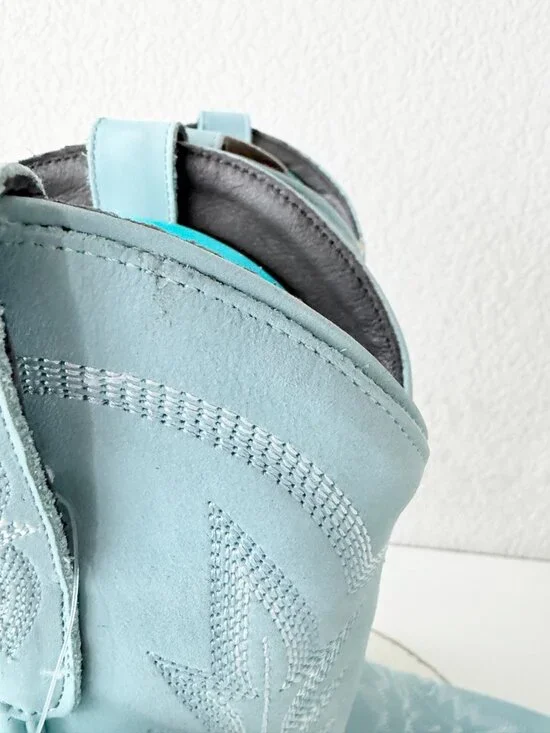 Lane LEXINGTON Cowboy Boots Powder Blue Western Cowgirl Mid Calf Tall Size 8 - Picture 3 of 11